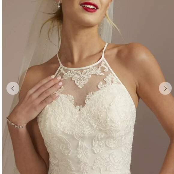 Embellished Halter Neck A-Line Wedding Dress - Picture 1 of 6